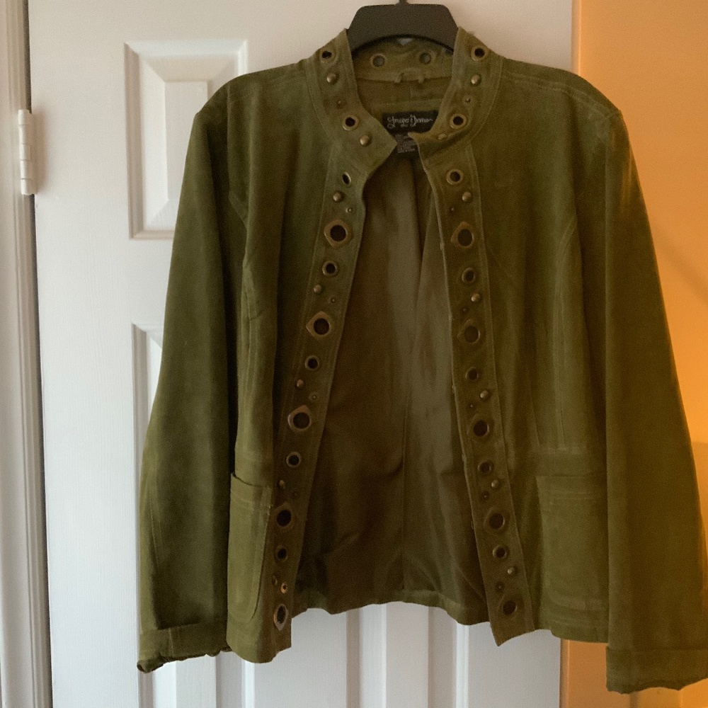 100% Leather Olive Green Jacket